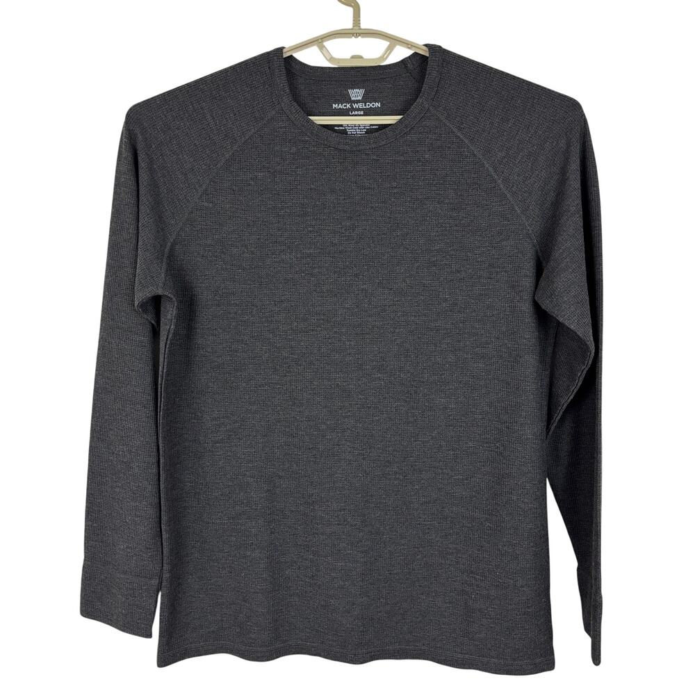 Mack Weldon Warmknit Waffle Long Sleeve Crew Large Charcoal Heather